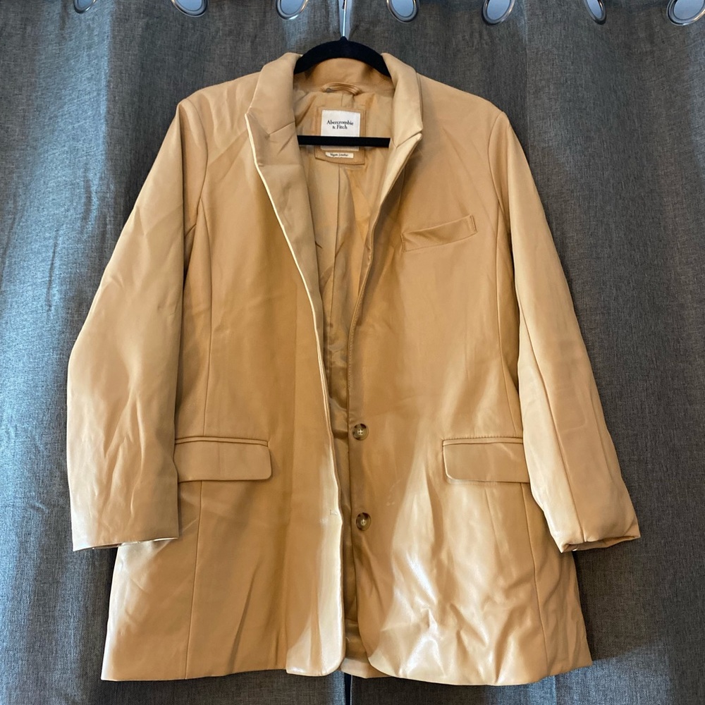 Abercrombie & Fitch Tan Leather Blazer Jacket
